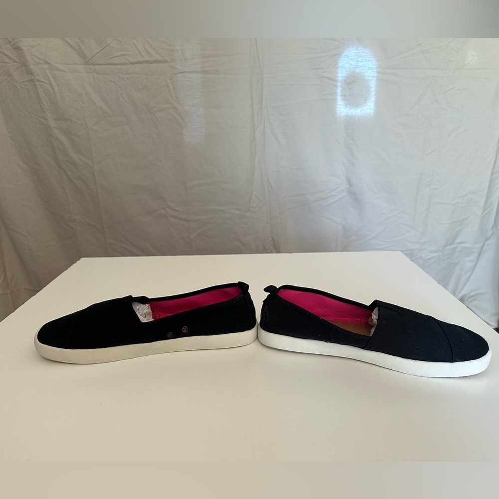 NWOT Casual Black Sneakers Mad Paw slip-on canvas 10 memory foam slides pink - Picture 8 of 14